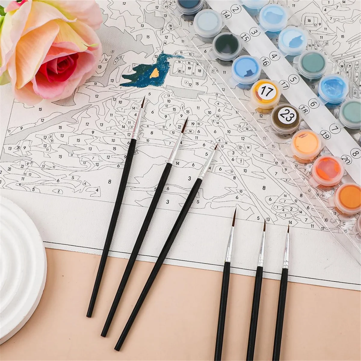 60pcs Detail Paint Brushes, Fine Tip Paint Brush with 3 Sizes 0 00 000 Mini Tiny Miniature Fine Paint Liner Brush