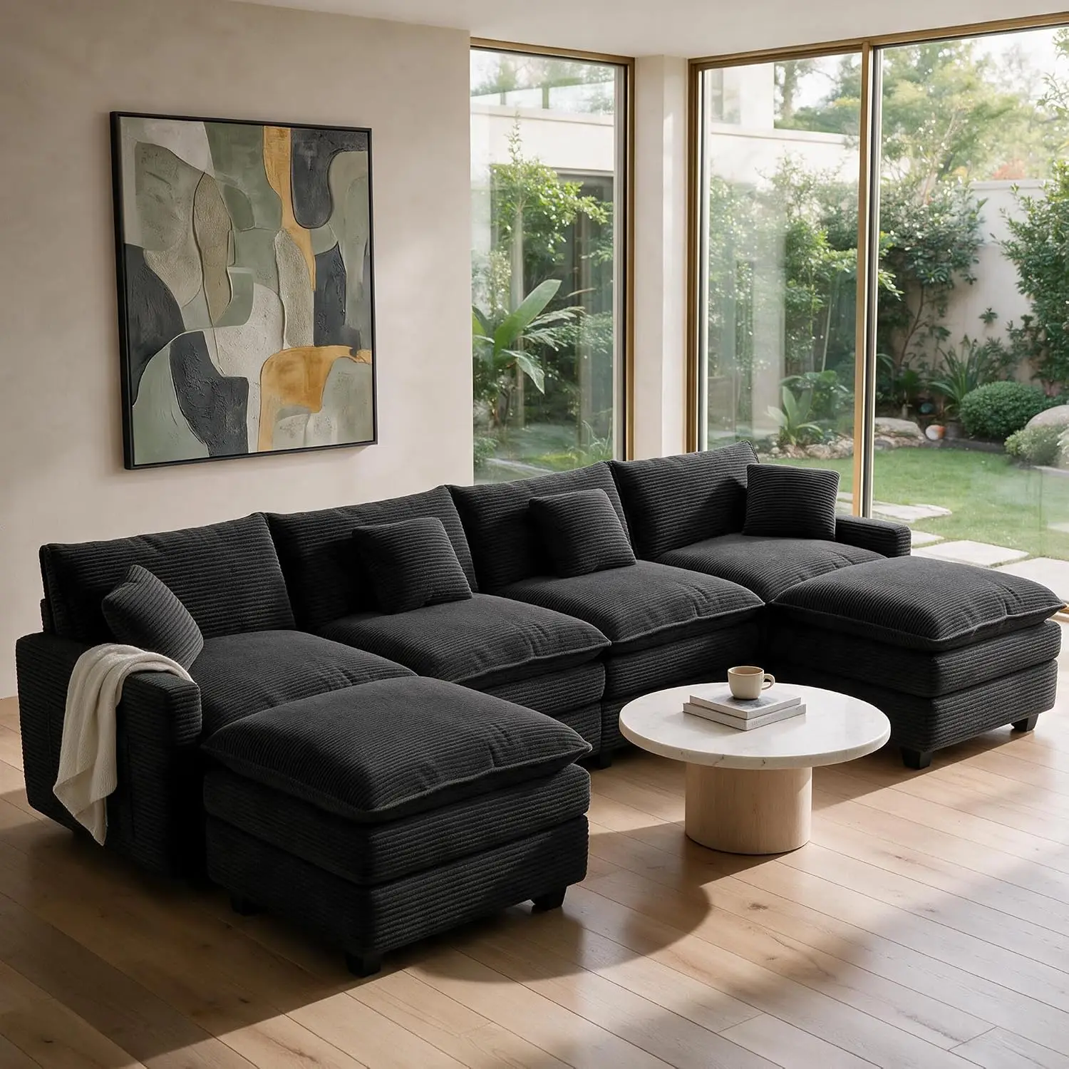 Cloud Modular Sectional Sofa Couch for Living Room, Black, Customized