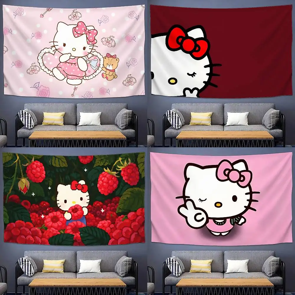 Cute H-hello-K-kittys Cartoon Tapestry Customizable Tapestries Of Various Styles,wall Hangings, Celebrity Photo Printing Hanging