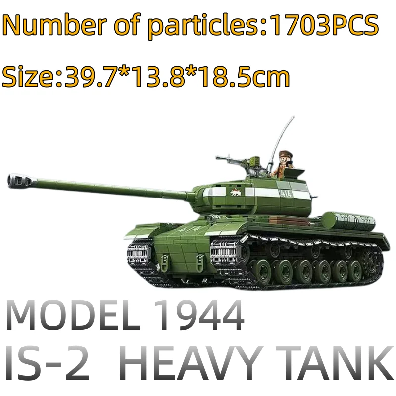 

100249 Full Crown IS-2 Heavy Tank 1944 Model Fully Assembled Interlocking Plastic Toy Gift