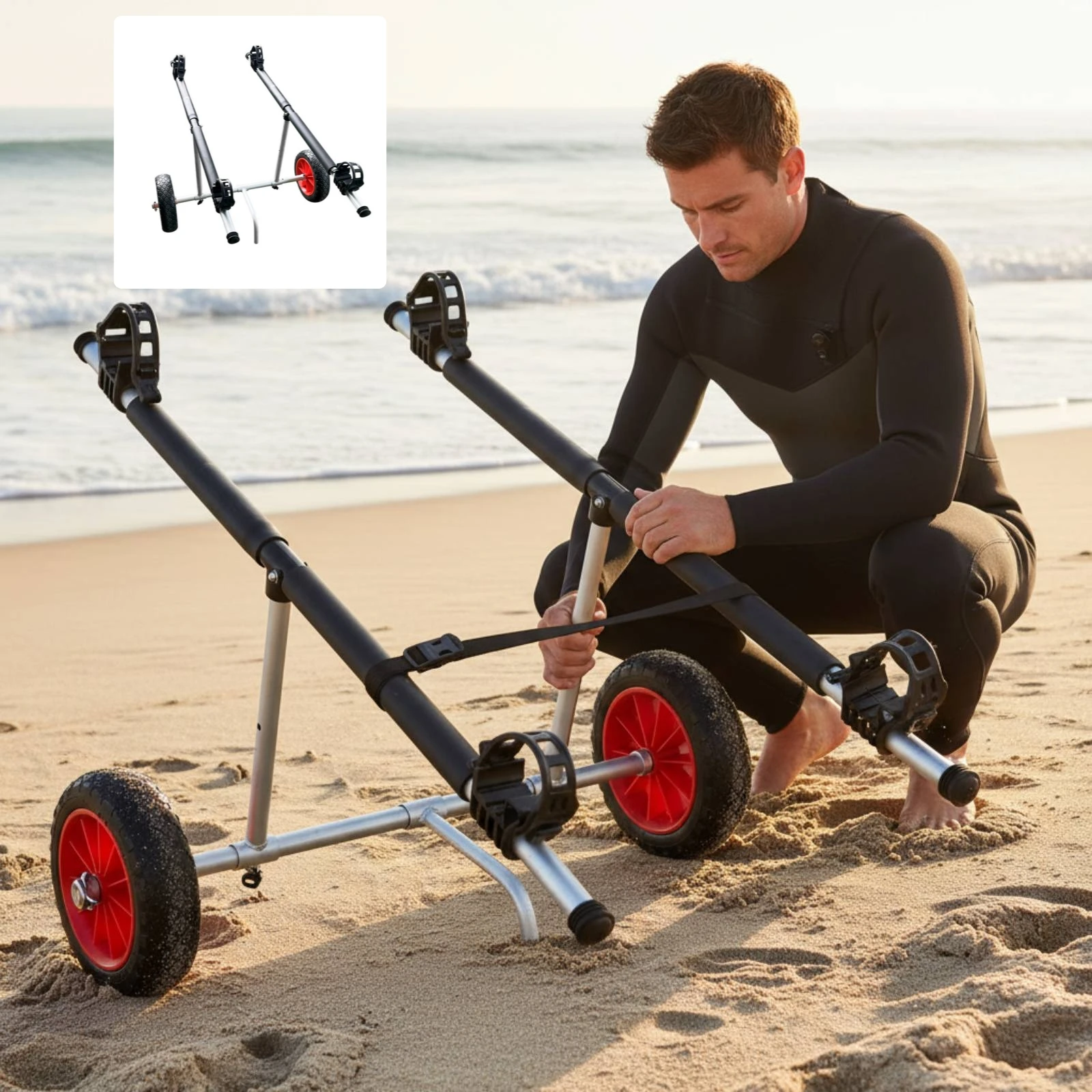Inflatable Boat Carrier Easy to Move Surfboard Carrier Kayak Dolly Portable Kayak Carrier Rust-Resistant for Beach
