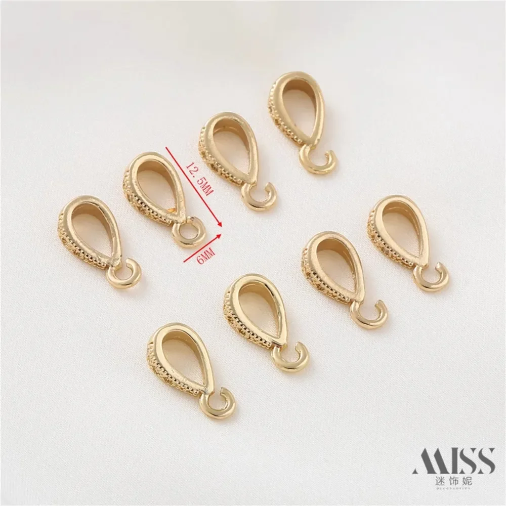 Copper-plated 14k Color Gold Inlaid Zircon Melon Seed Buckle Open Ring Handmade DIY Pendant Jewelry Material Pendant Pendant