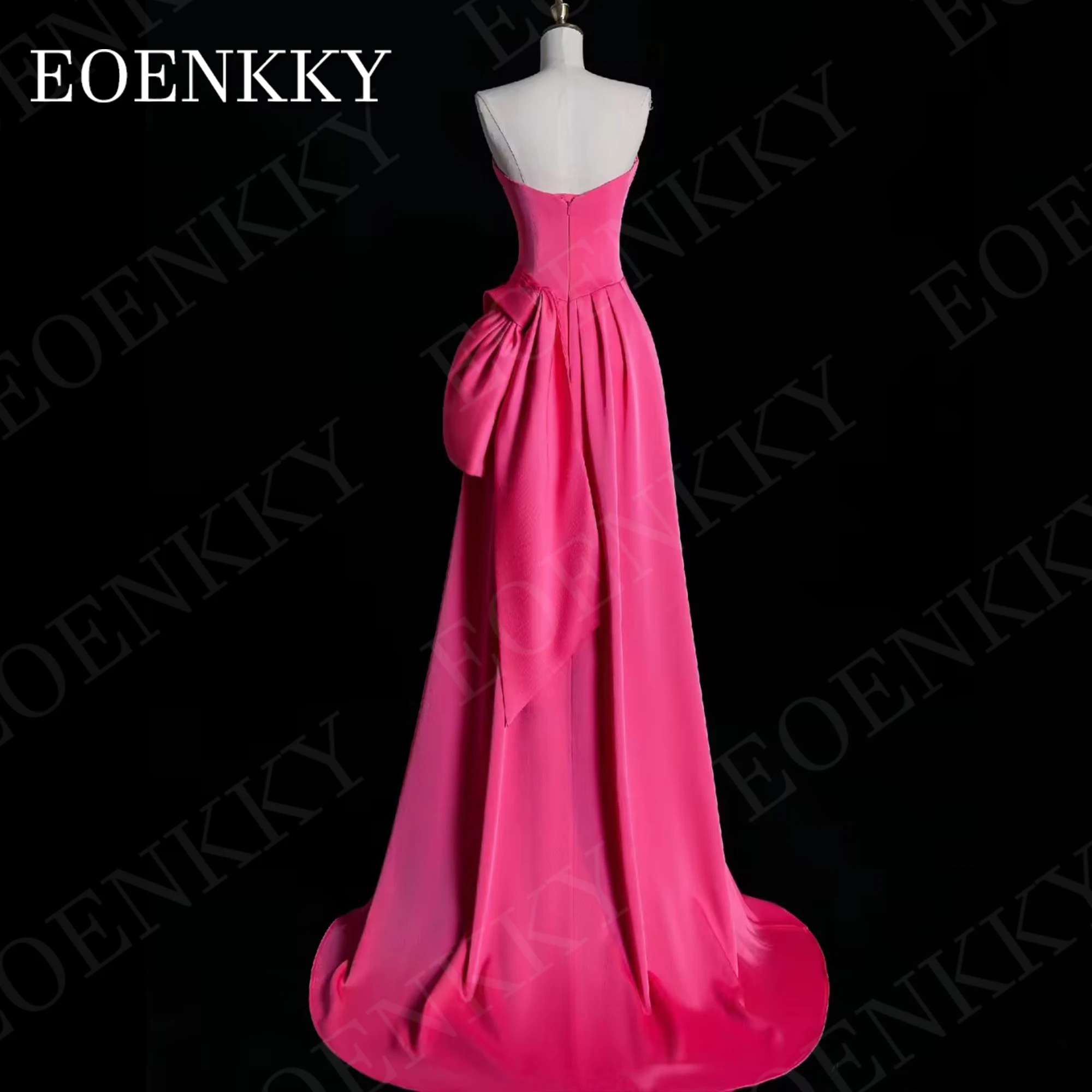 Sexy Evening Dress For Women Formal Prom Split Mermaid Satin Special Occasion Dresses robes de soirée Strapless Fuchsia Pleats