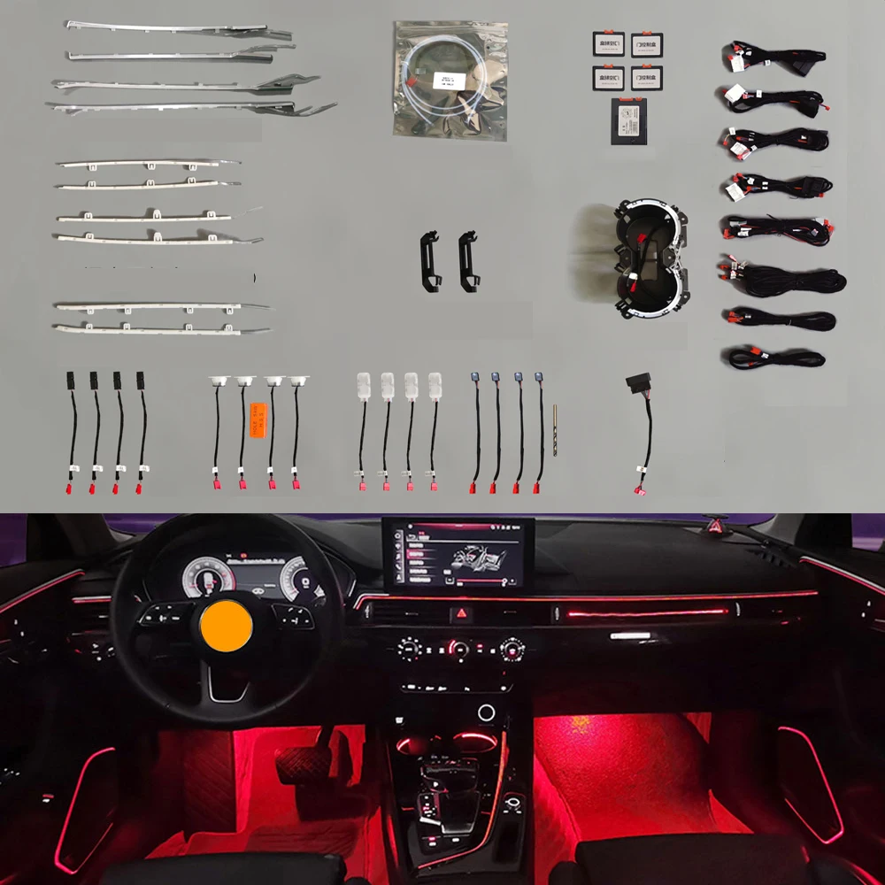 

For Audi A4 S4 A5 S5 B9 2017-2024 Decorative Ambient Light Door LED Trim Center Console Dashboard Saddle Atmosphere Lamp