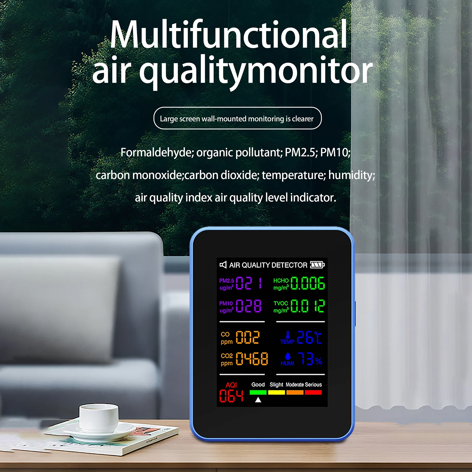 Air Quality Monitor 10IN1 Indoor Temperature and Humidity Detector Multi-function Tester Sensor Technology CO2/ CO/ TVOC/ HCHO