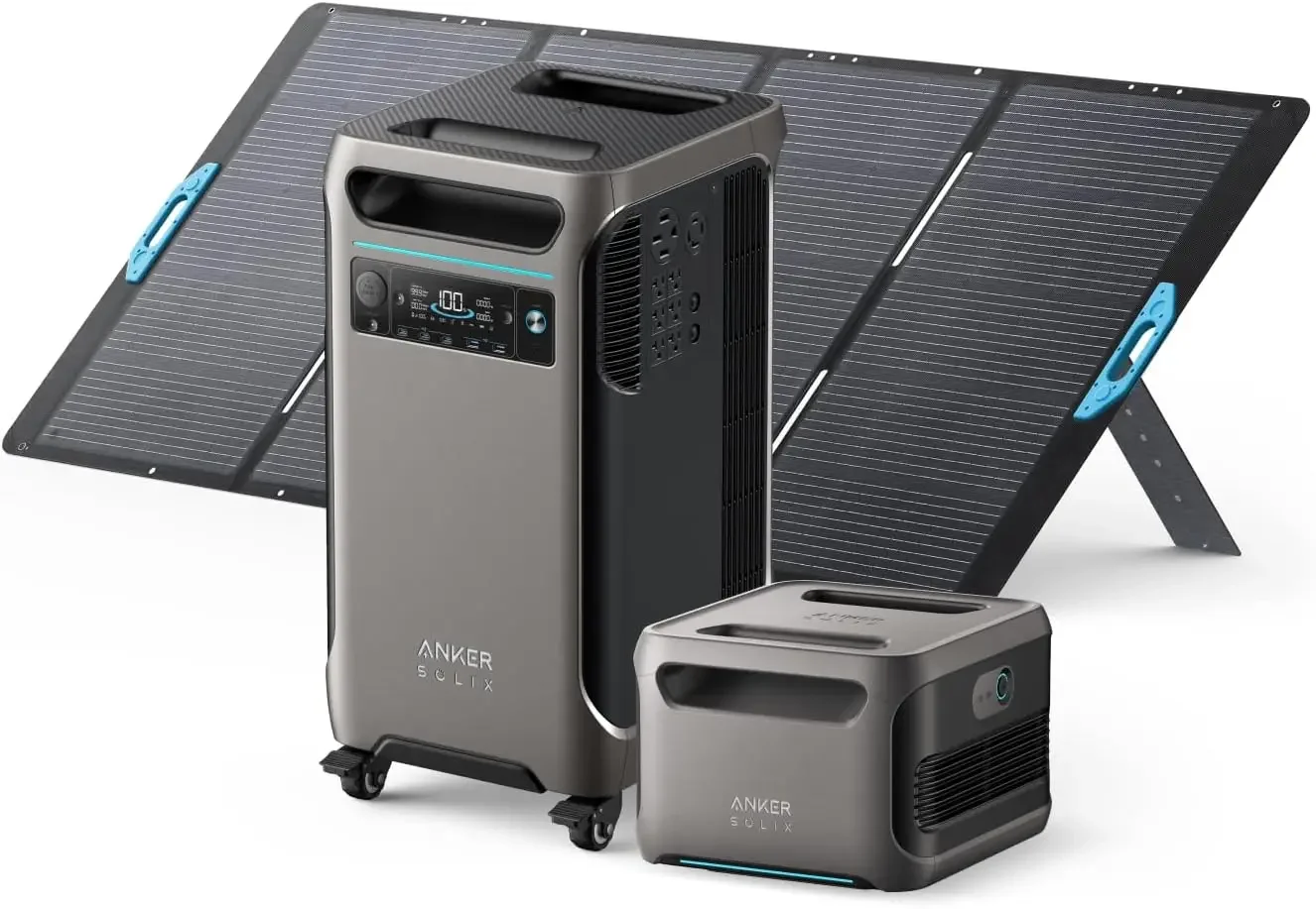 SOLIX F3800 Portable Power Station and BP3800 Expansion Battery with 400W Solar Panel 7.68kWh LiFePO4 Batteries