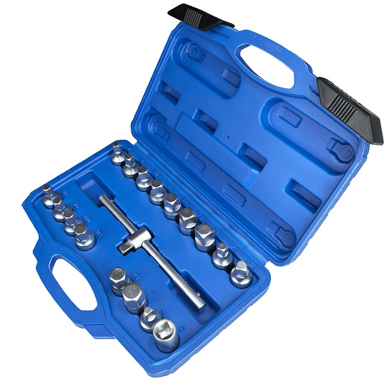 18pc Oil Drain Plug Key Set, Suitable for Gear Boxes and Back Axle