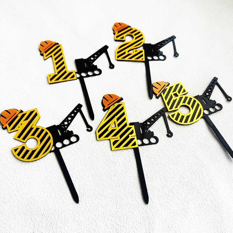 6PCS/3PCS Boy\'s Birthday Cake topper Acrylic Cupcake topper For Children\'s Birthday Party Cake Decoration