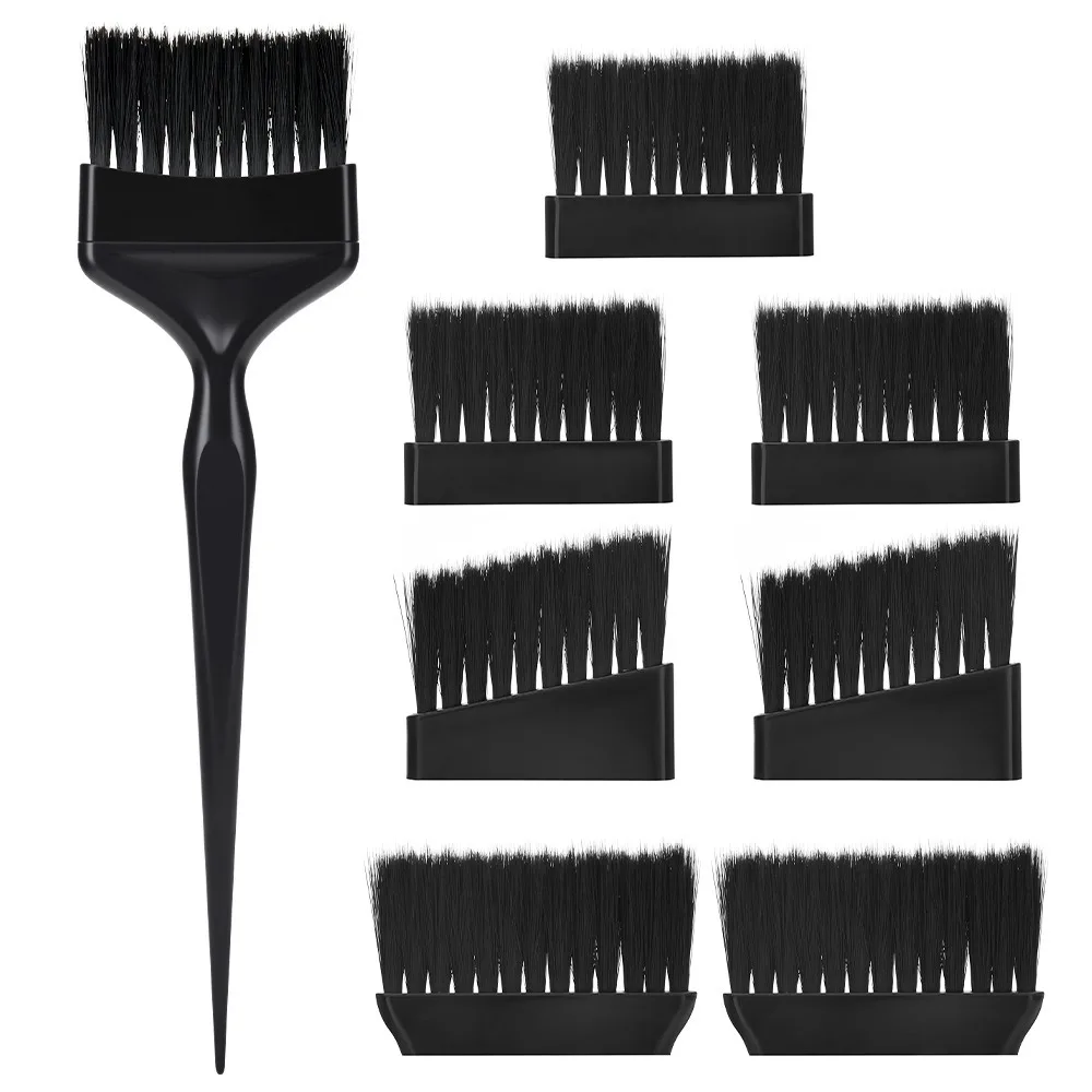 1Set Professional 8pcs Replaceable Brush Head Kit Easy Clean 4 Types Hair Dye Brushes Replacement Set Durable Applicator