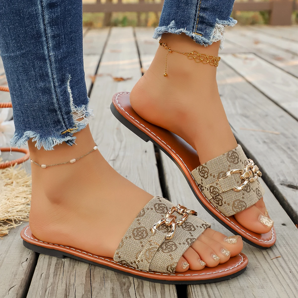 

Summer Women Slippers Flat Non-Slip Sandals Daily Casual Comfortable Shoes Women Open Toe Vacation Beach Slippers Slides Women