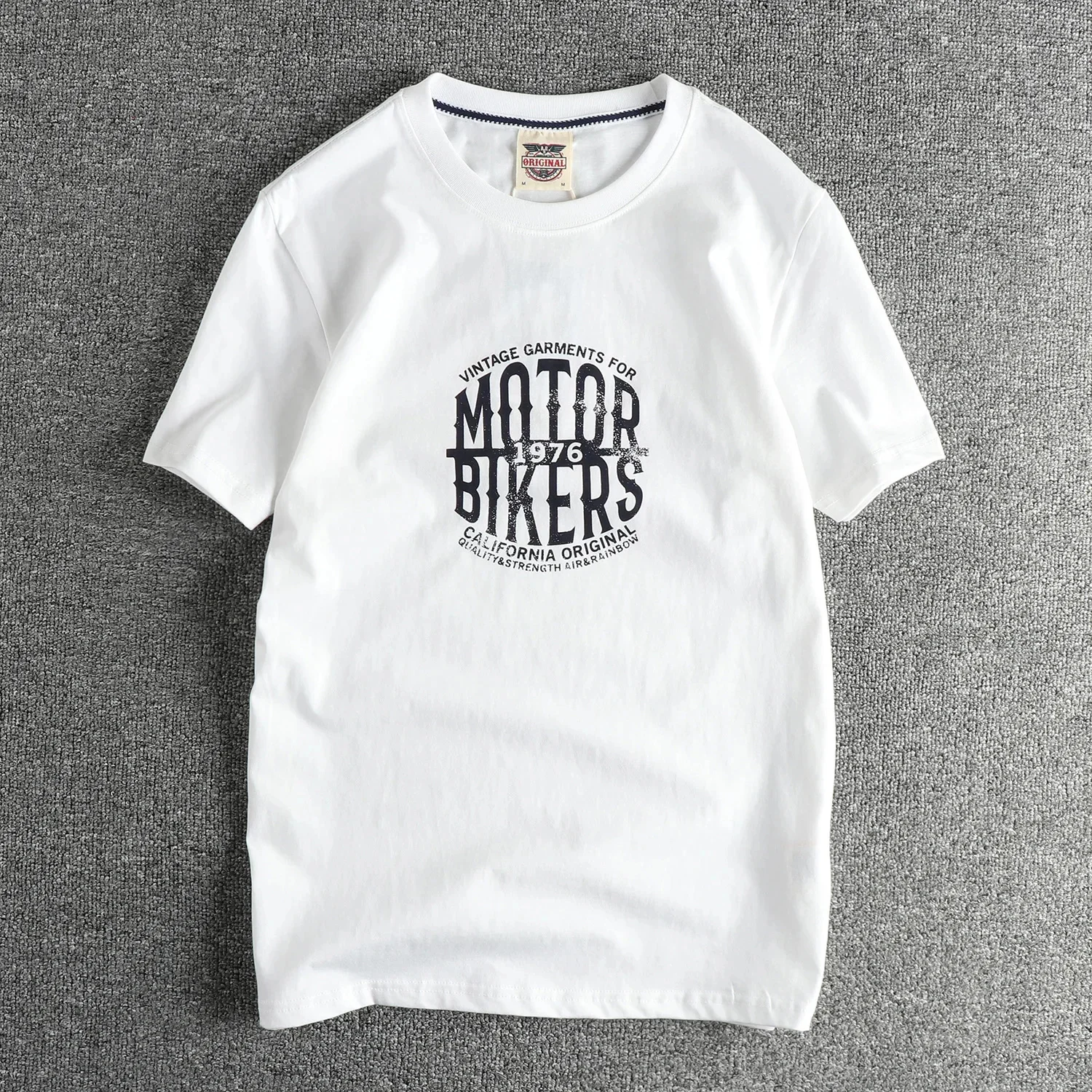 

Летняя модная мужская футболка с короткими рукавами и принтом в винтажном стиле, трендовая повседневная универсальная футболка из чистого хлопка с половиной рукавов