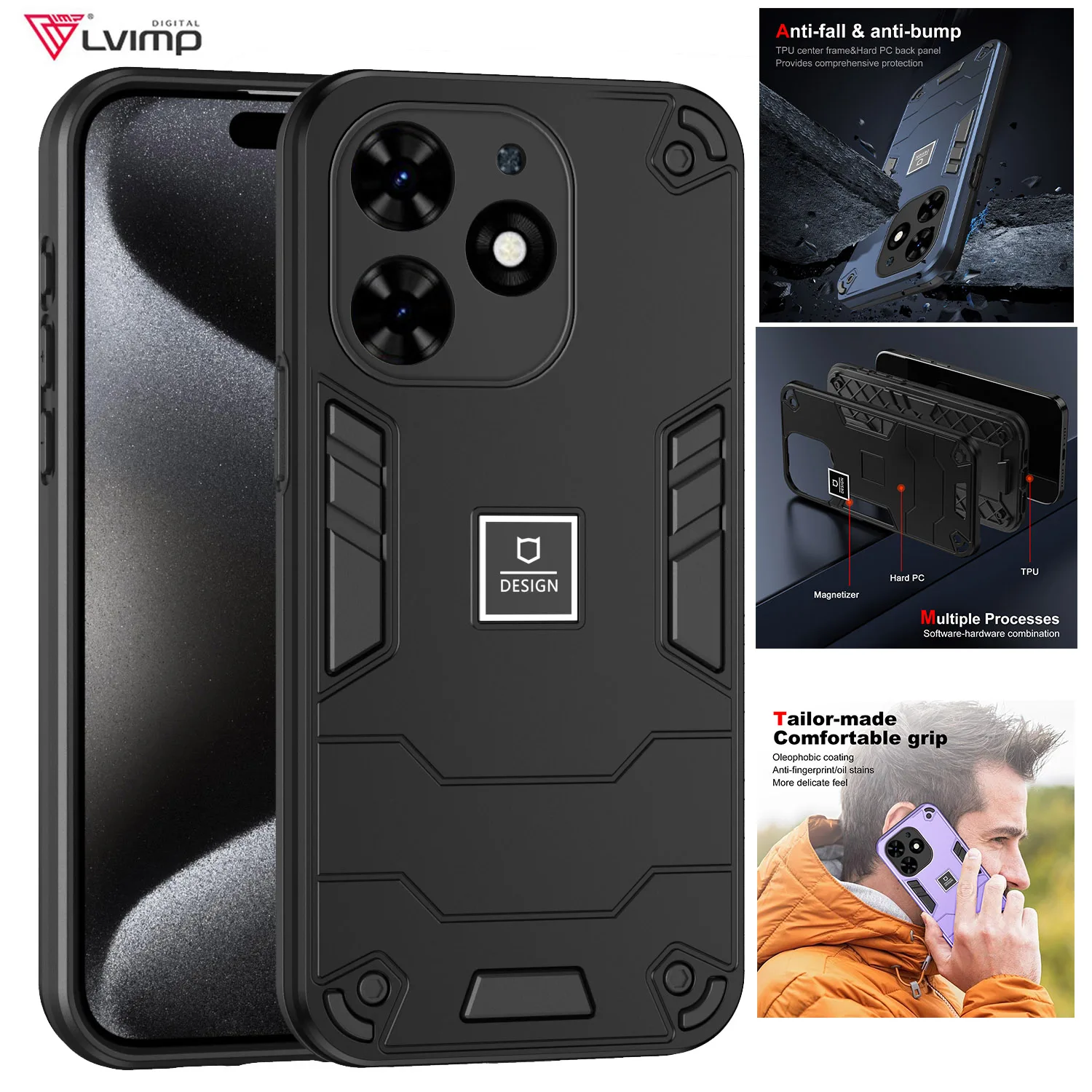 جديد 2 في 1 حافظة هاتف مضادة للصدمات لهاتف INFINIX Smart8 Smart7 Smart6 Smart5 إطار من البولي يوريثان الناعم غطاء خلفي واقٍ من البلاستيك الصلب #1