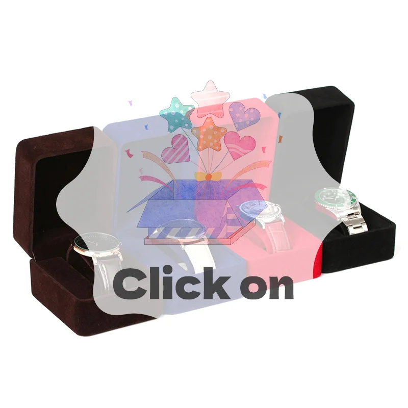 Caja de reloj de terciopelo de moda con esquina redonda, estuche de almacenamiento para reloj inteligente, accesorios de joyería, cajas de embalaje comerciales