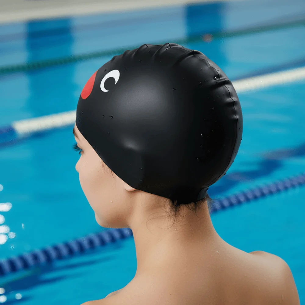 Elastische Pinguin-Badekappe, wasserdicht, bequem, kein Haarziehen, vergrößerte Silikon-Badekappe für den professionellen Einsatz – Detail 8