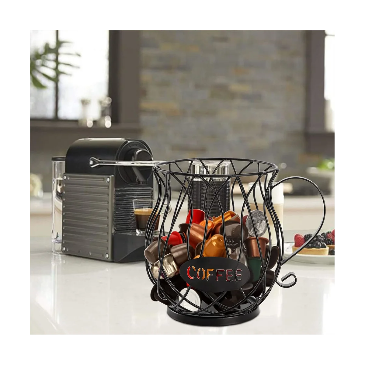Universal Coffee Capsule Storage Basket Coffee Cup Basket Coffee Pod Organizer Holder Black Cafe Hotel