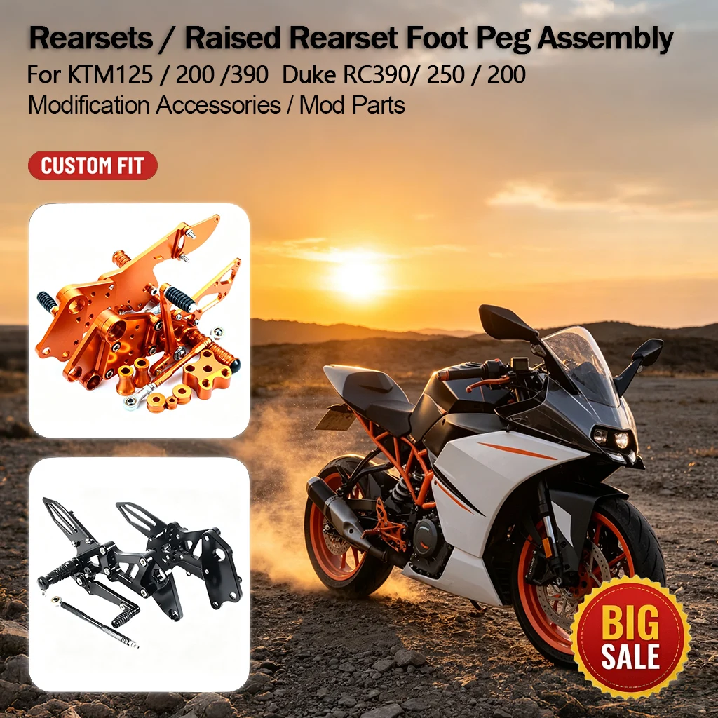 Motorcycle Raised Rearset Footrest Complete Bracket Kit For KTM125 /200/390 DukeRC390/ 250 /200 Upgrade Accessories