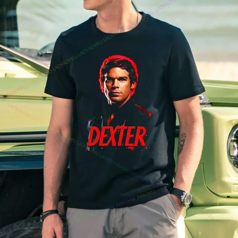 Showtime Dexter Never Lies-T-shirt imprimé amusant pour adulte, haut unisexe à manches courtes, sous licence, Harajuku Y2K, cadeau de rue
