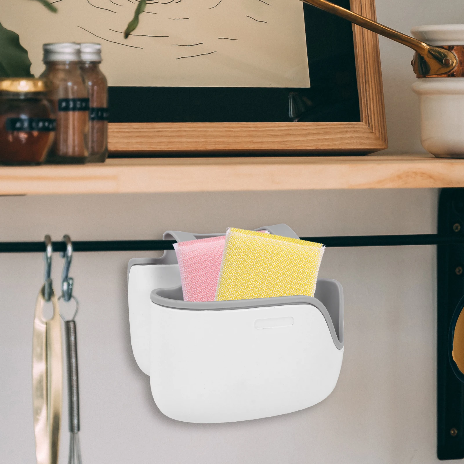 

Kitchen Sink Sponge Holder Cleaning Cloth Draining Basket Plastic Drainage Hollow Bottom Rack For Sponge Soap Storage Sink