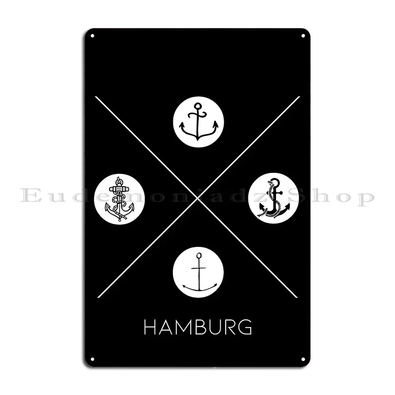 Hamburg Metal Plaque Poster Wall Decor Wall Decor Designing Bar Wall Cave Tin Sign Poster