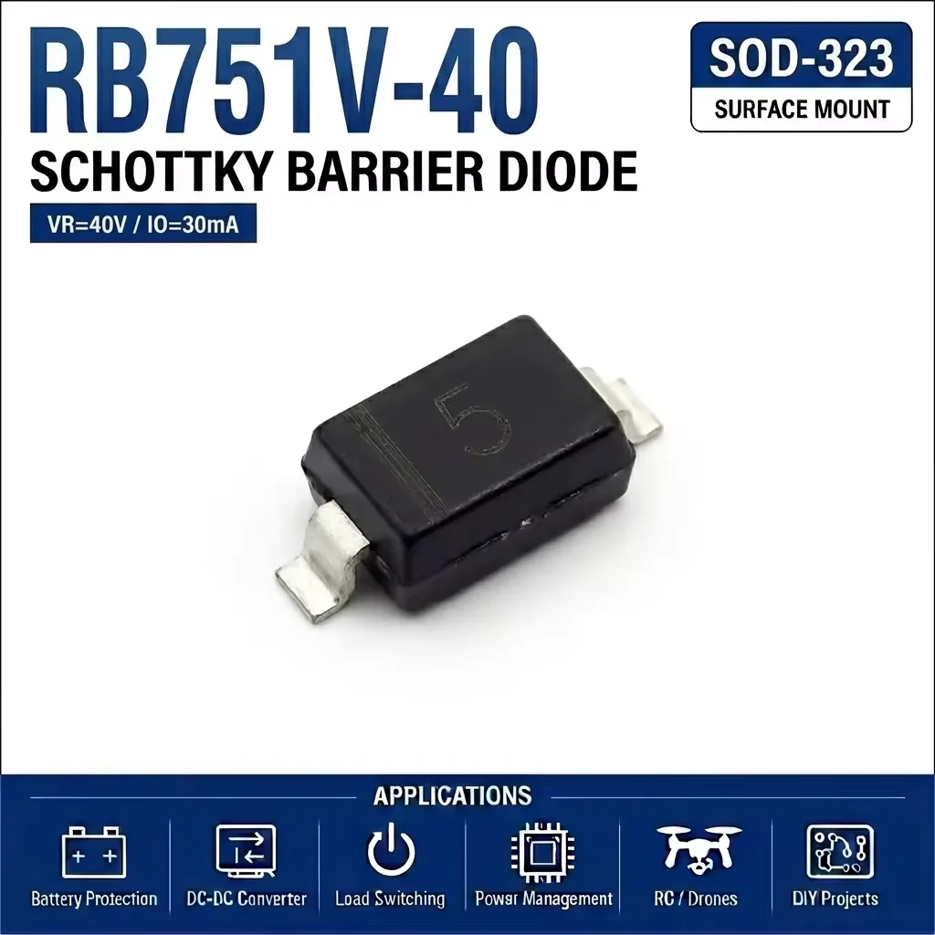 (100 pcs) RB751V-40 SOD-323 (Marking 5) - Schottky Diode 30V 30mA 370mV