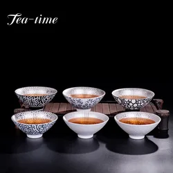 70ml Creative 999 Sterling Silver Master Cup Ceramic Teacups Office Small Tea Bowl Household Handmade Chinese Kung Fu Drinkware