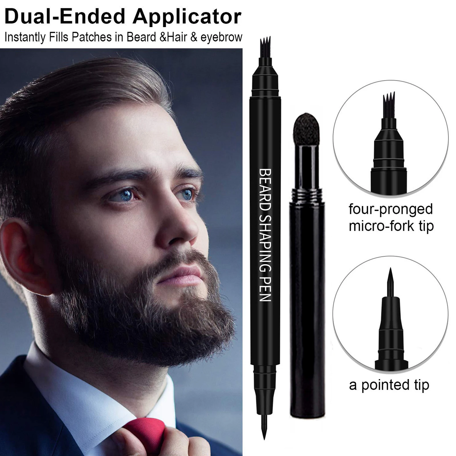 Professional Beard Filler Beard Hair Filler Powder Stamp Waterproof Mustache Repair Enhancer Shaping Stamp For Men Hair Products
