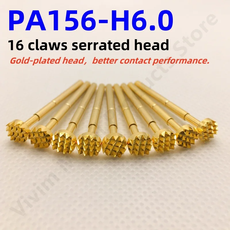 

10/100PCS PA156-H6.0 Spring Test Probe Test Pin PogoPin P156-H Electrical PCB Test Tool 6.0/2.36/34mm Needle serrated Gold Tip