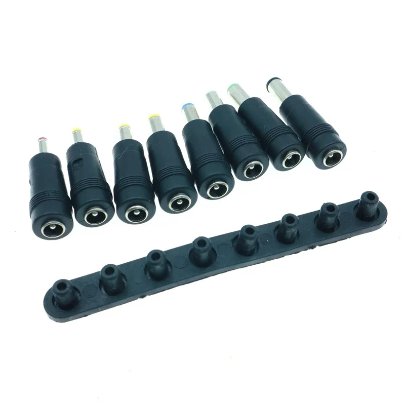 8pcs/ DC 5.5X2.1mm Female Jack Plug Adapter Connectors to 6.3 6.0 5.5 4.8 4.0 3.5mm 2.5 2.1 1.7 1.35mm Male Tips Power Adaptor