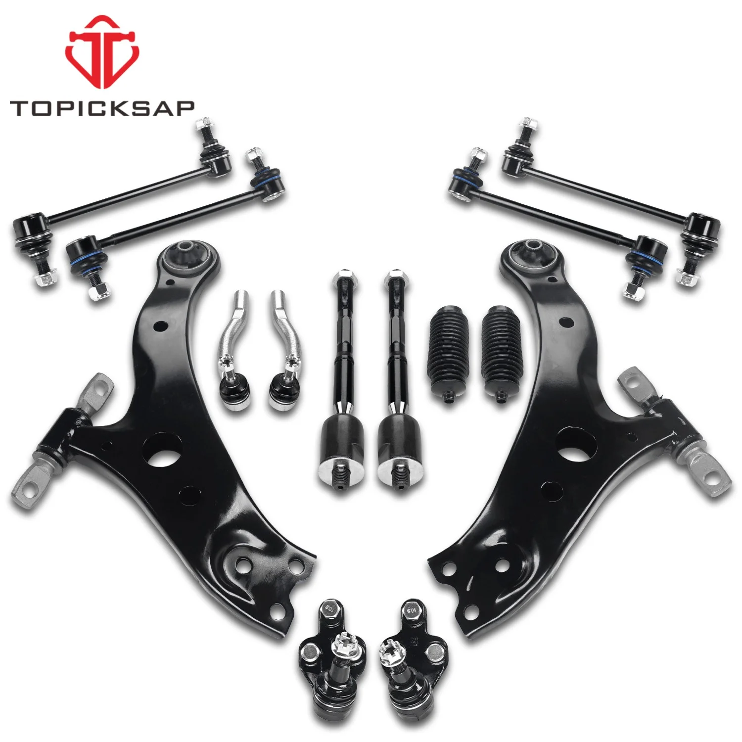 

TOPICKSAP 12Pcs Front Lower Control Arm Ball Joint Sway Bar Link Tie Rod Kits for Toyota Camry 2004-2006