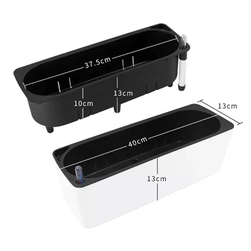 Auto Self Watering Planter Flower Pot Water Level Indicator Rectangular Bonsai Lazy Planting Container For Home Garden Office