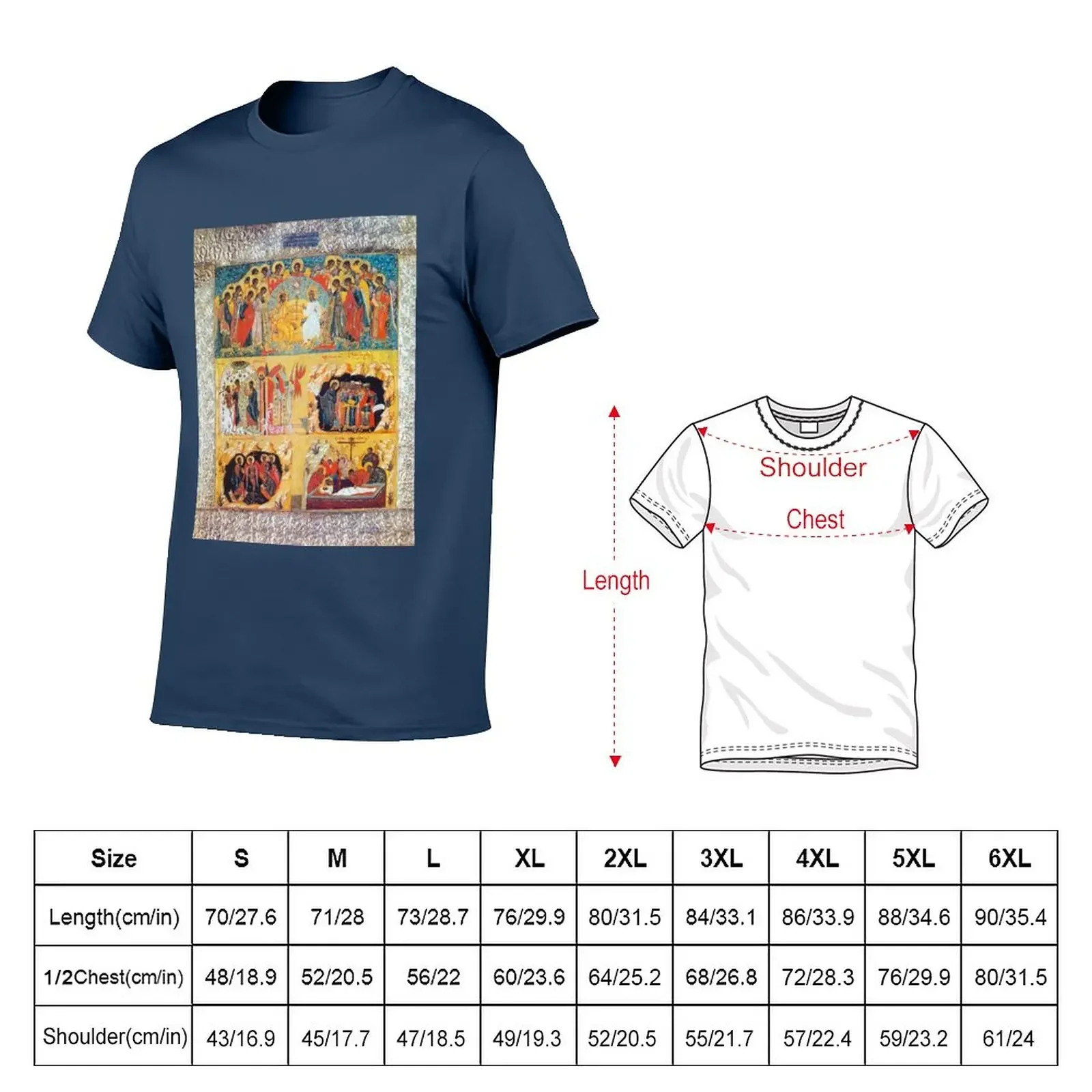 New A five-part Russian Orthodox icon depicting the Easter story T-Shirt korean fashion men t shirts