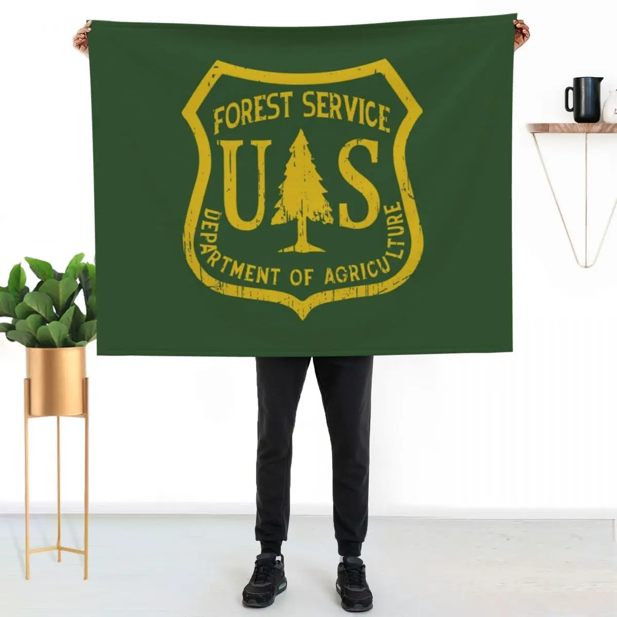 Forest Service Vintage Emblem Throw Blanket Hair Blankets For Sofas anime Personalized Gift Retros Beach Blankets