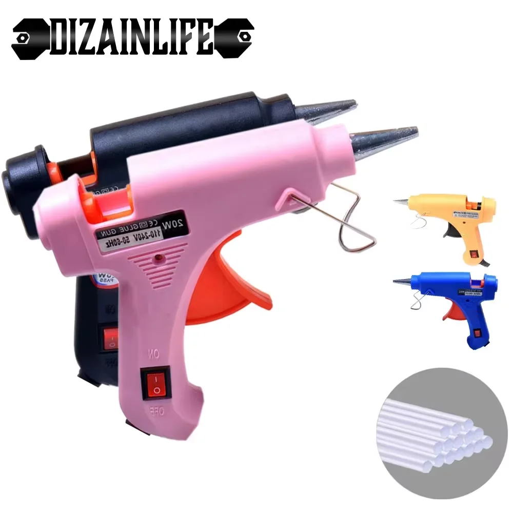 DIZAINLIFE 20W EU Hot Melt Glue Gun 7mm Glue Sticks DIY Mini Electric Heat Temperature Repair Tool Industrial Thermo