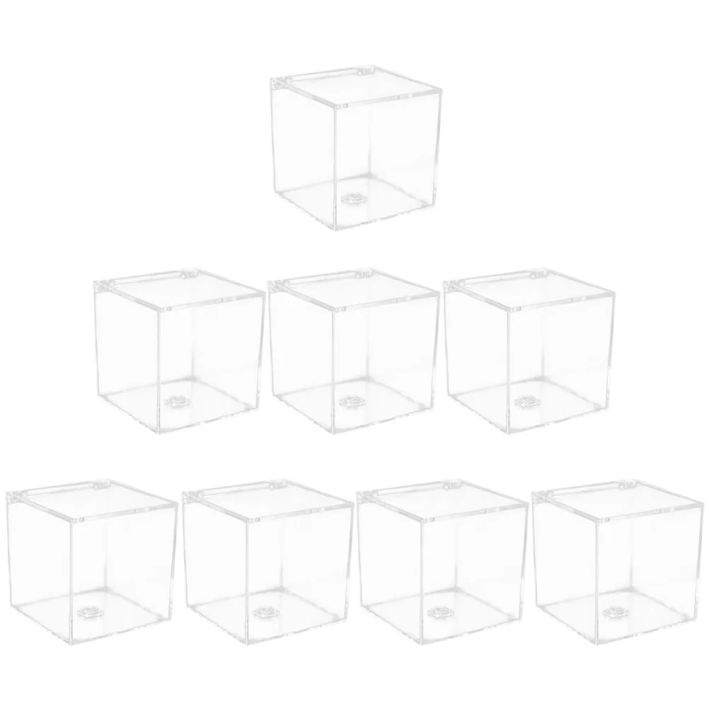 8Pcs Acrylic Candy Boxes Small Transparent Square Storage Organizer Box for Party Wedding Gift Wrapping Acrylic Candy Box
