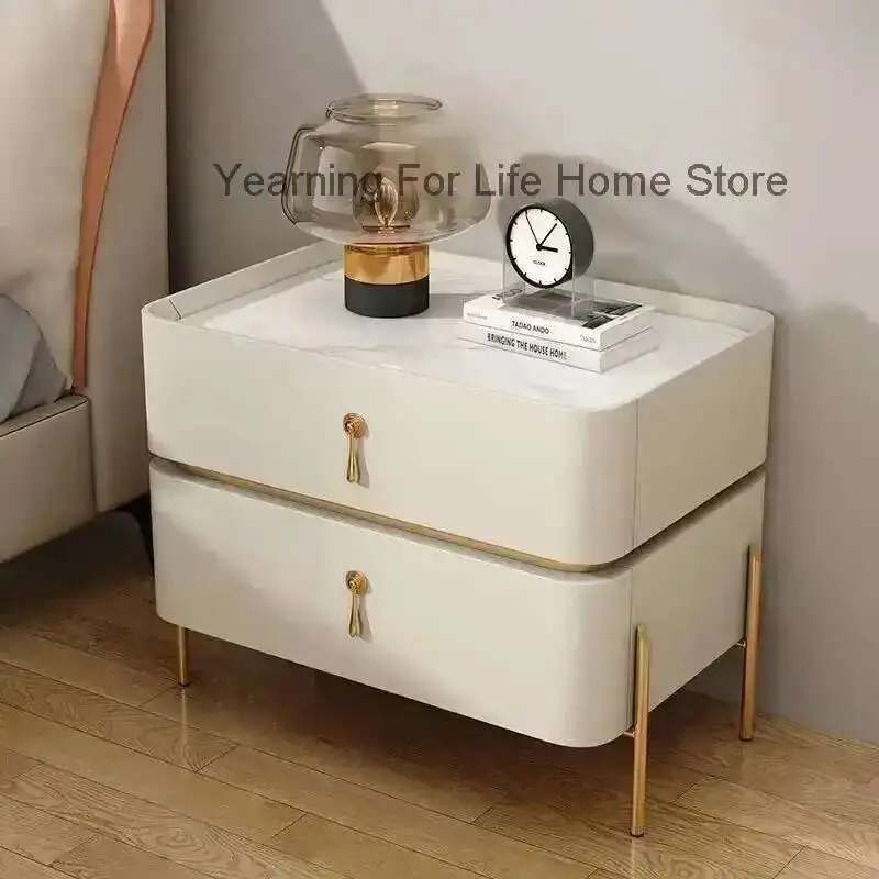 

for Room Nightstands Cabinets Living Bedside Table Furniture Splicing Color Cabinets Metal Legs Storage Locker for The Bedroom