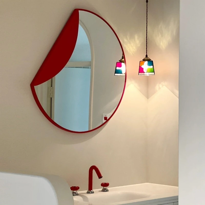 Irregular Bathroom Mirror Modern Aesthetic Nordic Korean Style Makeup Mirror Luxury Dressing Table Espelhos Home Decorations