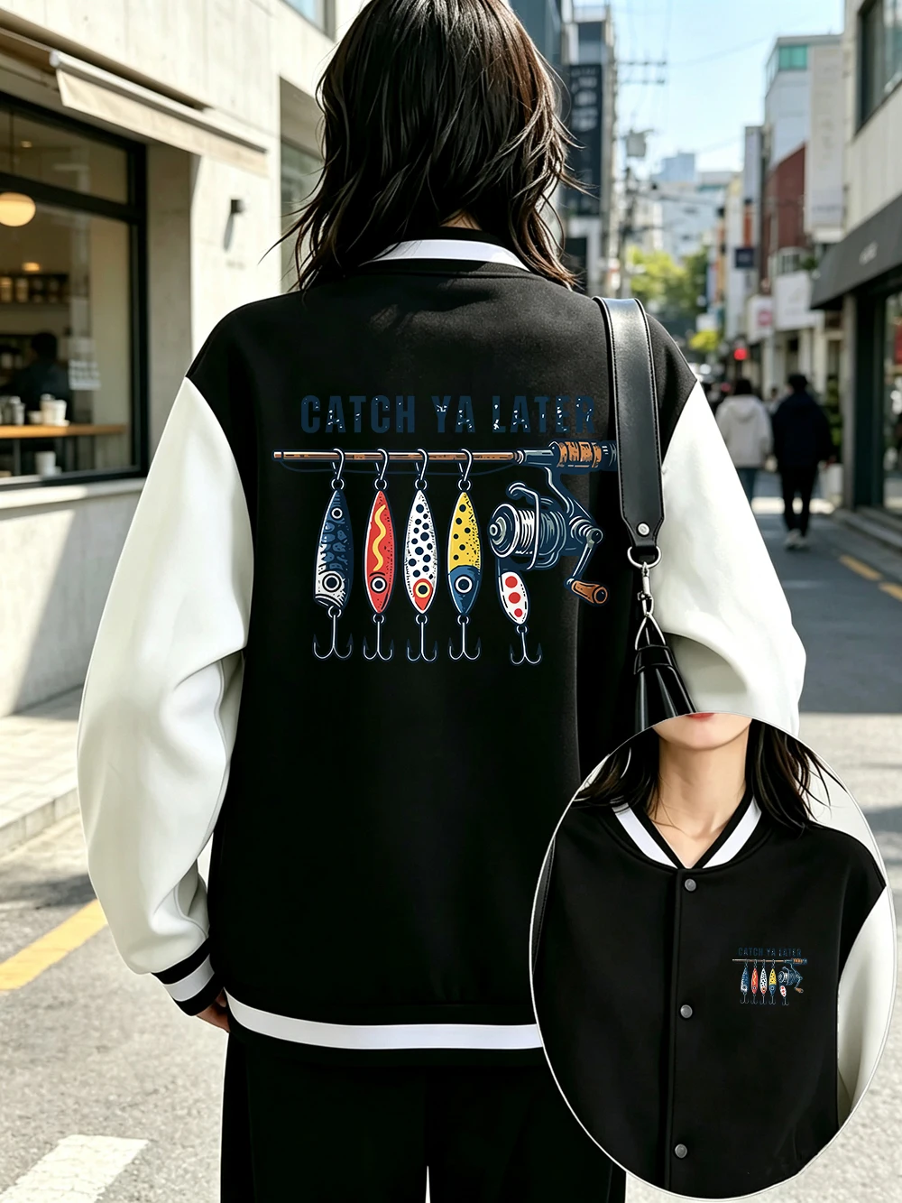 Catch You Later Printing Baseball Jersey Women Casual Pocket Coats Street Loose Comfortable Jackets Winter Fleece Warm Clothes