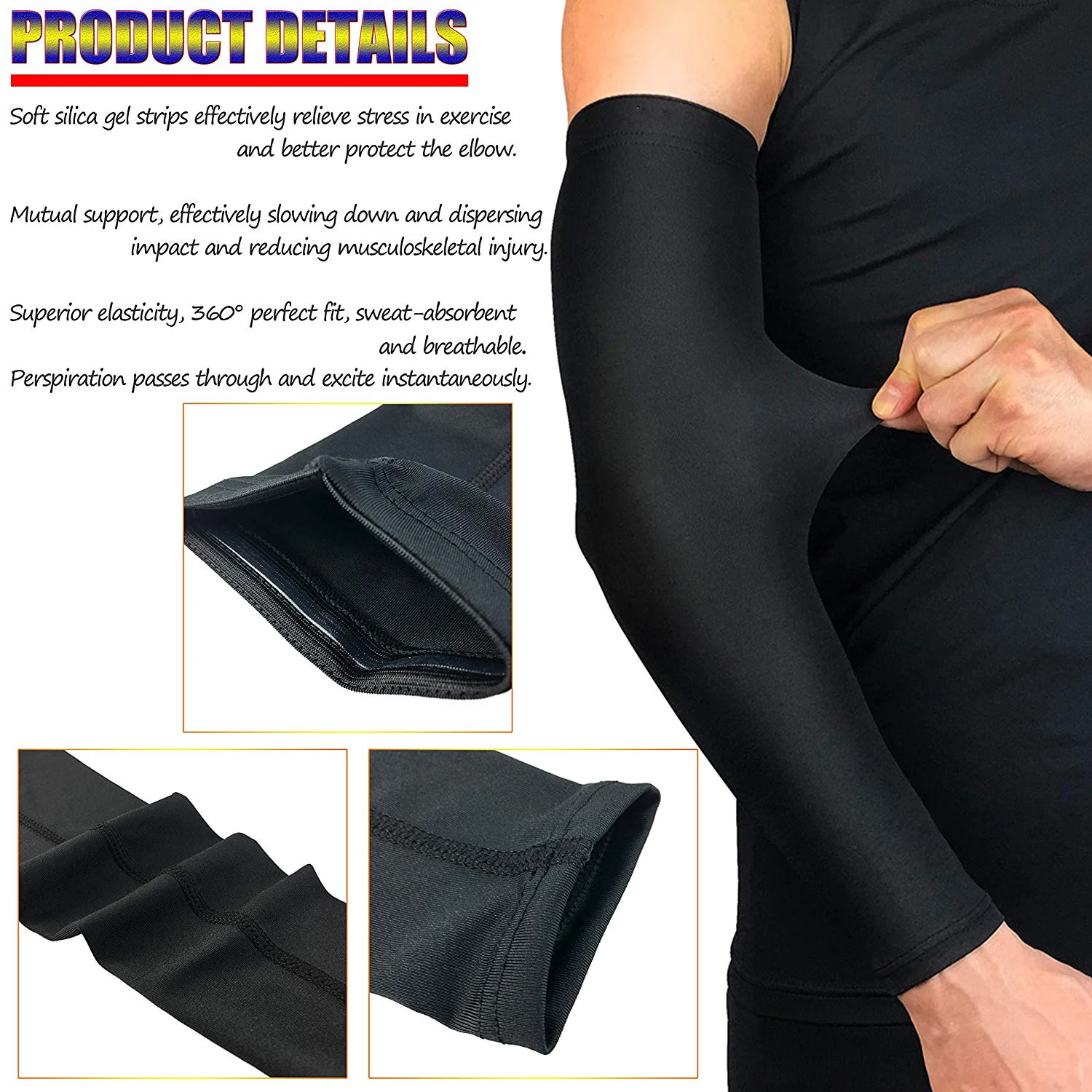 WOSWEIR-Manchons de compression pour bras de sport, chauffe-bras, protection UV, bandes de protection solaire, basket-ball, cyclisme, course à pied,