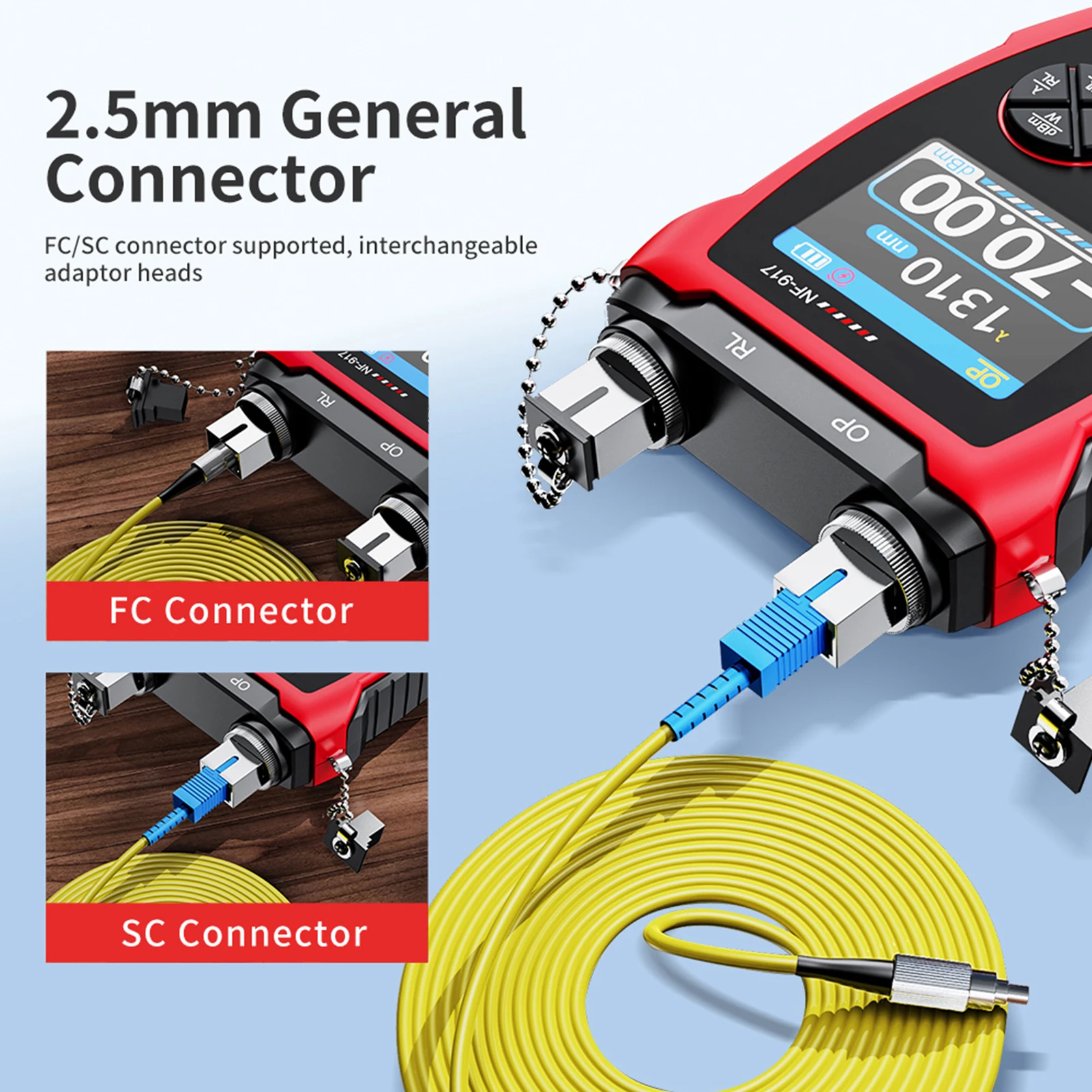NF-917 مقياس الطاقة الضوئية مع الضوء الأحمر، 10 أطوال موجية، موصل FC SC، جهاز اختبار الألياف الضوئية مع توهين ألياف شاشة LCD #4
