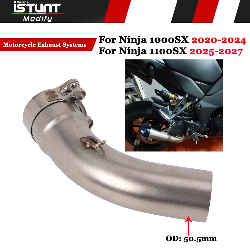 Slip On For Kawasaki Ninja 1000SX 1100SX Ninja1000SX 2020-2027 Motorcycle Exhaust Systems Link Pipe Escape Connect 51mm Muffler