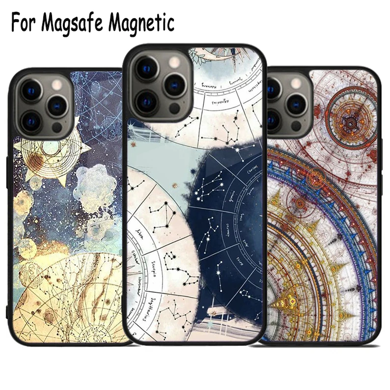 

Starry Night Constellations stars universe Wireless Magsafe Phone Case For iPhone 15 16 14 13 11 12 Pro Max Plus Magnetic Cover