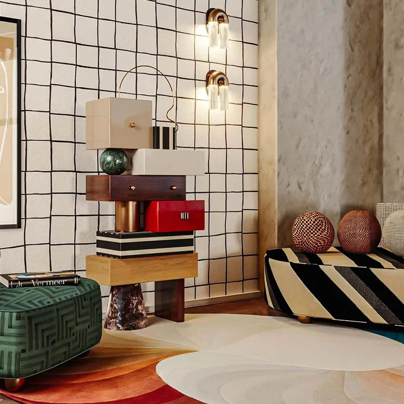 Italian luxury stacked chest of drawers Art multi-layer cabinet suitable for storing items in the living room