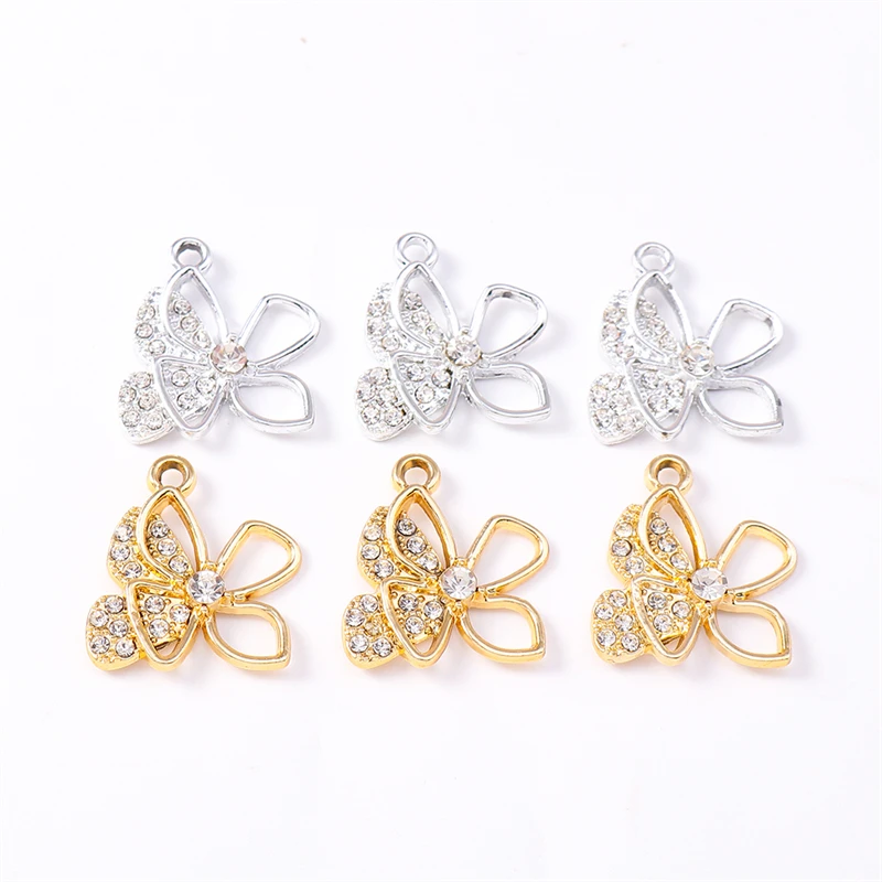 10 Stück 17x20mm Niedliche Kristall-Metall-Tier-Schmetterlings-Anhänger für Schmuckherstellung, Halsketten, Ohrringe, Armbänder, DIY-Bastelarbeiten, Geschenk – Detail 2