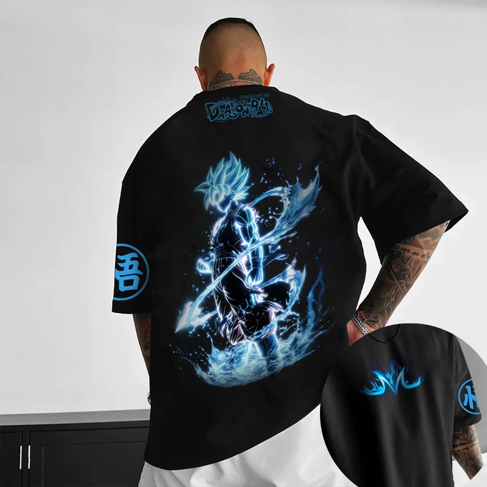 Dragon Ball Z Son Goku All Forms Broly Blue Aura Group Print Kids Oversized T-Shirt Mens Anime Streetwear Anime Tee For Fans view 6