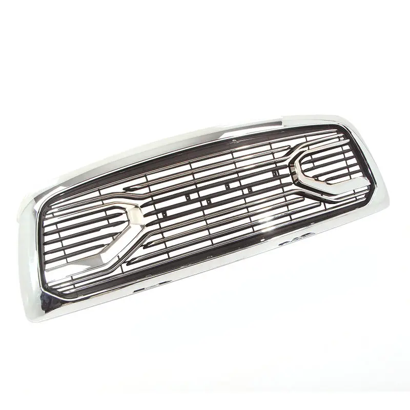 Big Horn Chrome Grille + Replacement Shell With Amber Lights Fit For 2009-2012 Dodge Ram 1500