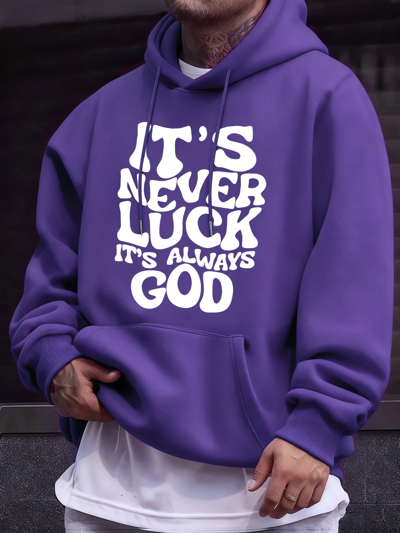 

Мужская толстовка с принтом «It's Never Luck It's Always God», свободного кроя, из флиса, с длинными рукавами, весенняя, в стиле хип-хоп, спортивная, универсальная, модная.