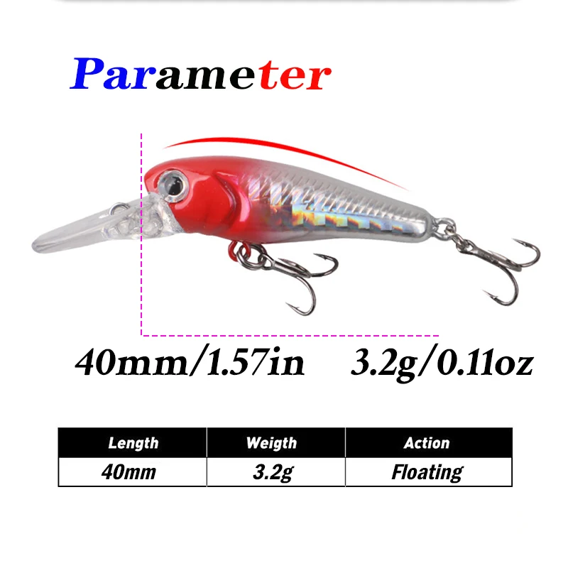 40mm 3,2g pececillo flotante cebo duro río oscilantes de agua dulce Crankbait Señuelos de pesca carpa perca enchufe trucha - imagen 2