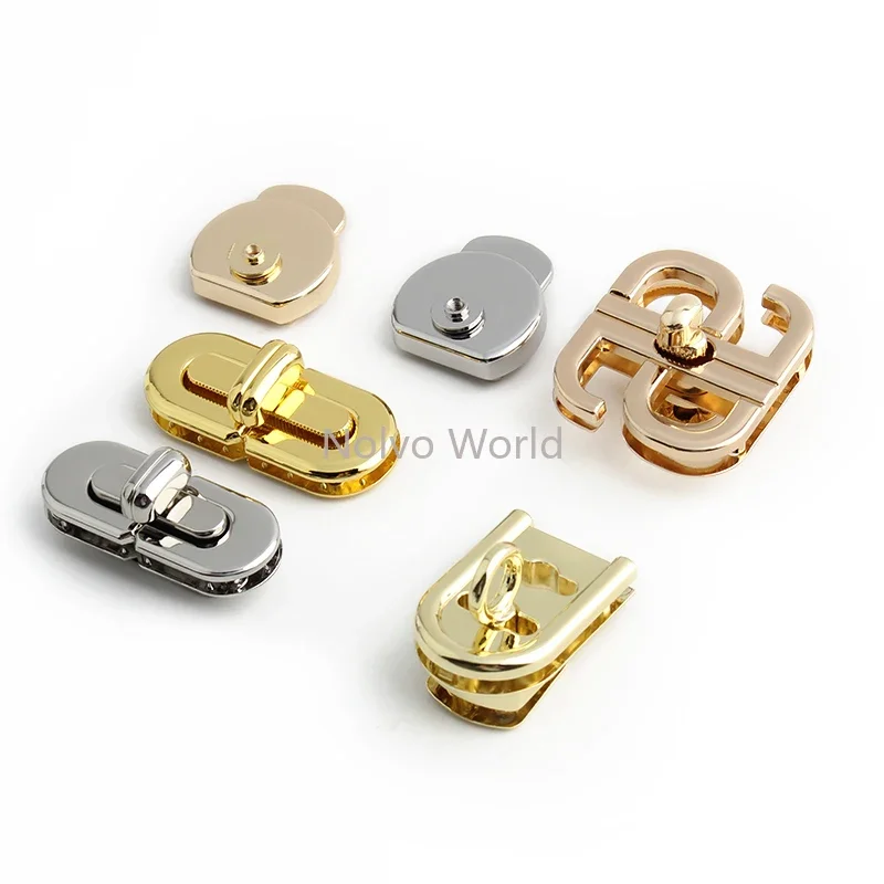 Round/Heart Metal Bags Locks Buckles Twist Turn Lock For Replacement Purse Bags Handbag Closure Clasps Press Lock Accessories