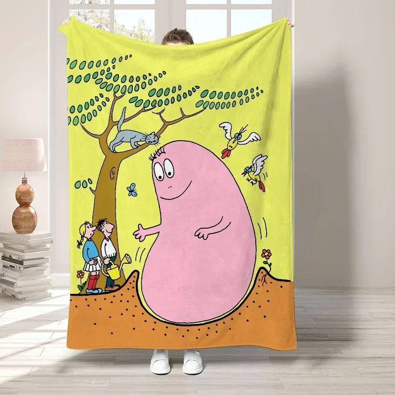 L-Les barbapa بطانية مزخرفة لغرفة المعيشة ، ديكور غرفة النوم ، غطاء سرير على السرير ، بطانيات ناعمة منفوشة ، ديكور منزلي بوهو #4