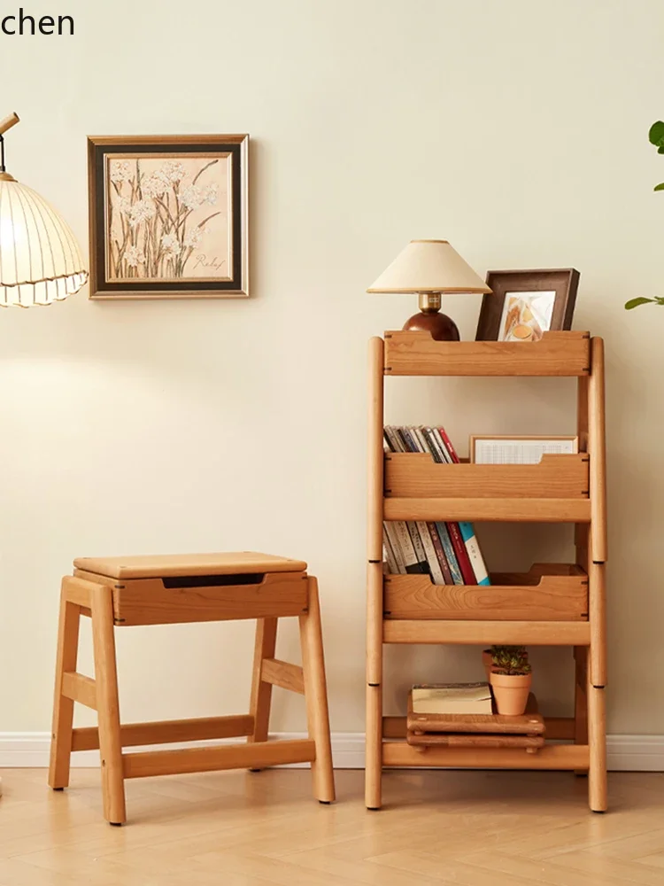 YFY Solid Wood Stool Stackable Household Multi-Functional Storage Organizer Low Stool
